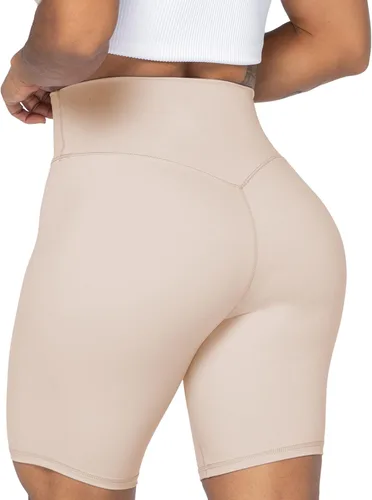 Sunzel Pantalones cortos de ciclista de cintura alta sin costuras frontales para mujer, a prueba de sentadillas, para yoga, entrenamiento, gimnasio,