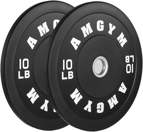 Miniatura 19 de Discos de peso olímpicos de 2 pulgadas y caucho para barras, discos para gimnasio en casa, entrenamiento de fuerza y levantamiento de pesas, 10 a