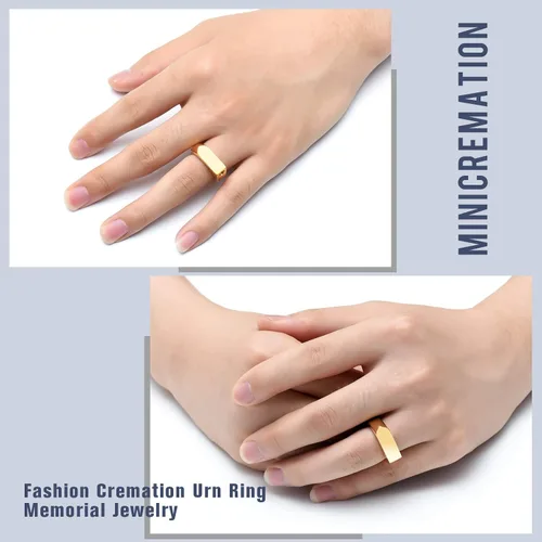 Miniatura 26 de Joyería de cremación para cenizas, geometría, estilo simple, anillo conmemorativo para cenizas, soporte para cenizas con kit de relleno, anillo