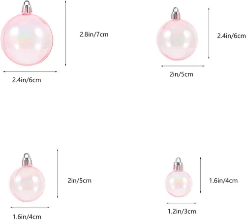 Miniatura 6 de Garneck Adornos de bolas de Navidad iridiscentes, rellenables, 40 bombillas de Navidad inastillables, bolas decorativas de plástico para decoración