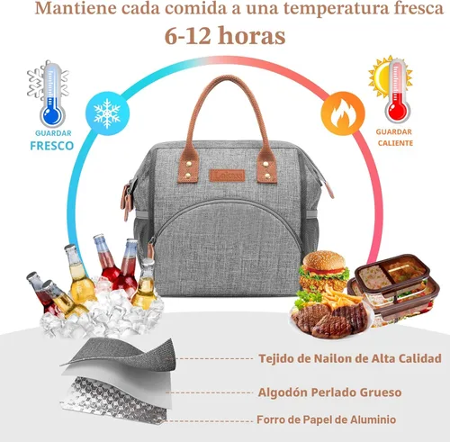 Miniatura 3 de LOKASS - Lonchera térmica con apertura amplia, gran capacidad para bebidas y snacks, organizador de nailon durable y térmico con correa de hombro