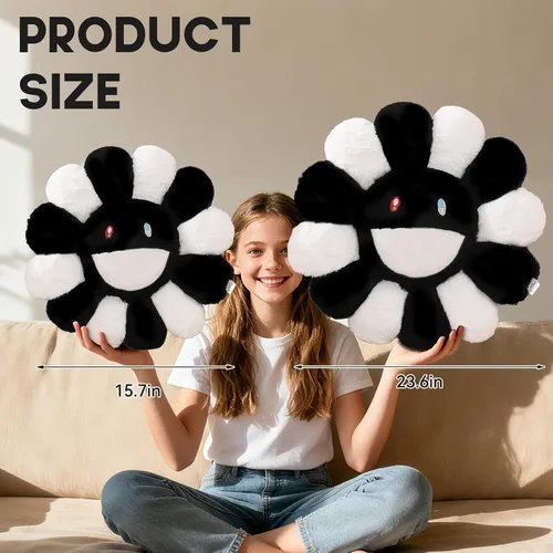 Miniatura 4 de Almohada de flores, almohada en forma de flor, cojines de piso de cara sonriente, lindas almohadas de felpa de girasol, almohadas decorativas