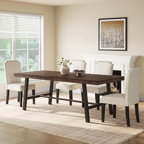Miniatura 35 de GarveeHome Mesa de comedor industrial para 2-4 personas, mesa de cocina grande de 55.11 pulgadas de largo con marco de metal resistente, encimera
