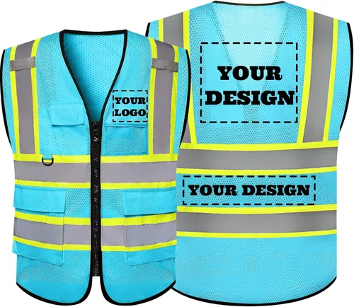 Miniatura 34 de Chaleco de seguridad reflectante de alta visibilidad con 5 bolsillos y cremallera clase 2 para adultos, unisex, ropa de trabajo de seguridad