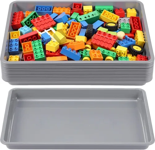Miniatura 17 de Maitys Paquete de 15 bandejas de arte de plástico de 12 x 16 pulgadas, bandejas sensoriales para proyectos de bricolaje, pintura, cuentas, joyería
