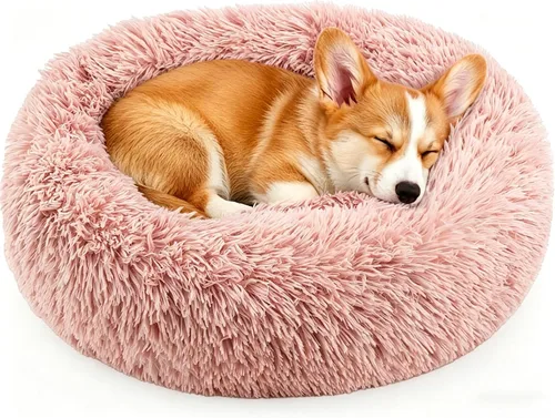 Miniatura 14 de Calming Donut Dog and Cat Bed for Indoor Cats, Anti-Anxiety Round Fluffy Soft Washable Small Pet Bed for Puppy and Kitten, Warming Comfortable