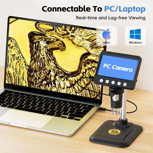 Miniatura 6 de Microscopio digital de 4.3 pulgadas para adultos, microscopio de moneda SKYEAR 1000X con 8 luces de relleno LED ajustables, microscopio USB