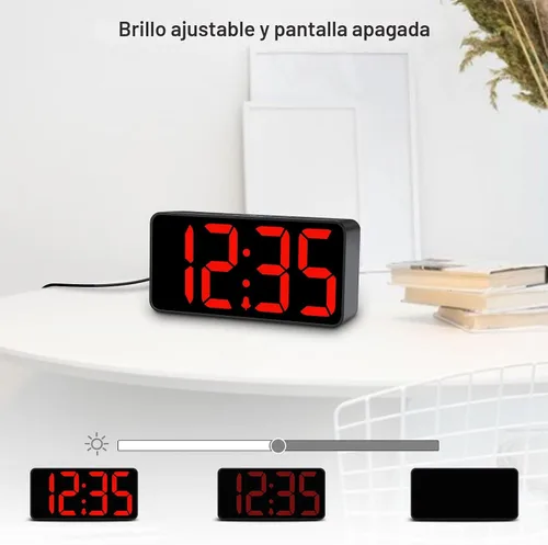 Miniatura 3 de DreamSky - Reloj despertador digital pequeño para dormitorio, pantalla de números grandes con atenuador de brillo, reloj de mesa eléctrico con Caja
