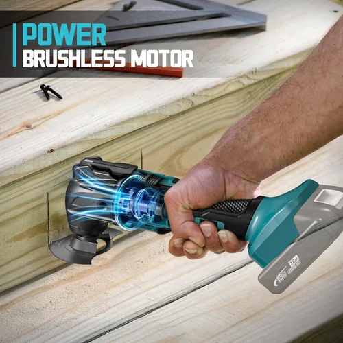 Miniatura 3 de Herramienta oscilante inalámbrica compatible con batería Makita, herramienta de motor sin escobillas de 21000 OPM máx con mango auxiliar, Azul