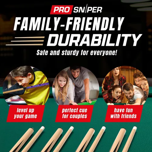 Miniatura 7 de Prosniper Premium Pool Sticks Set of 4 58-Inch, 19-Oz Canadian Ashwood Pool Cue with Low-Deflection Shaft & 4 Extra Chalks Pro-Grade Billiard