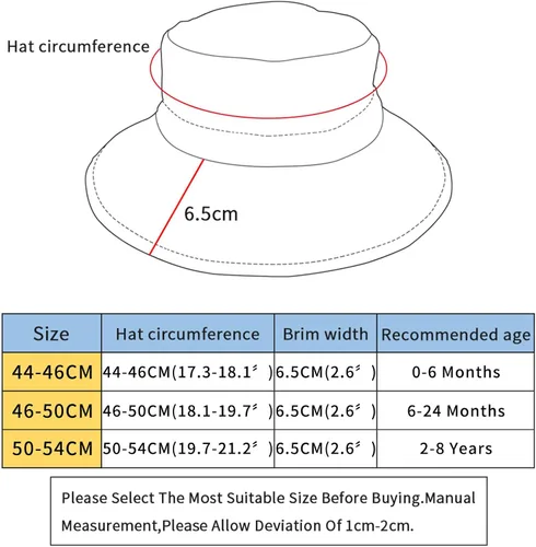 Miniatura 6 de Peecabe Sombrero de sol para bebé, sombrero ajustable para niños, sombrero de pescador de verano, sombreros de protección solar para bebés y niños