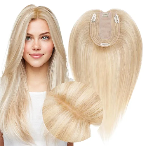 Miniatura 17 de MY-LADY Extensiones de cabello humano para mujeres, cabello natural 10 * 12CM, base de seda con encaje, densidad 130%, pasadores Remy, 6 pulgadas
