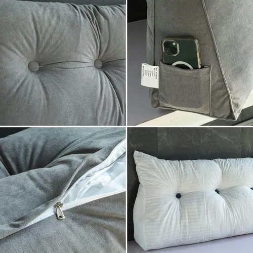 Miniatura 5 de Almohada de cuña para cabecera para dormir, almohadas de descanso de espalda con funda extraíble, almohada de lectura triangular para sentarse