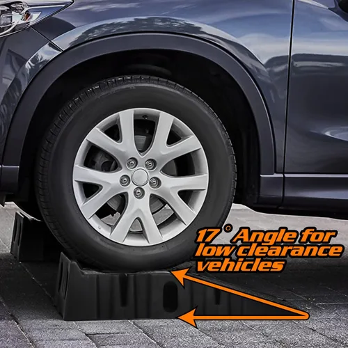 Miniatura 4 de M-AUTO Juego de 2 rampas universales para vehículos con inclinación de 2 etapas, capacidad de elevación de 2.5 toneladas (5000 libras), rampa