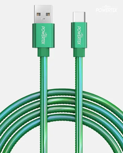 Miniatura 2 de LIQUIPEL Powertek Metallic Shine - Cable de carga USB tipo C, cable USB C de carga rápida de 6 pies, adaptador para automóvil, Galaxy, Android