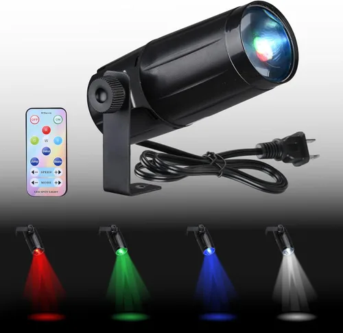 Miniatura 13 de Yescom 3W LED Reflector haz Pinspot etapa efecto de iluminación para DJ bola de espejos fiestas discotecas, 27LED001-RGB-11, 3.0watts
