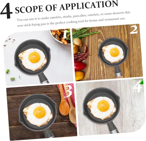 Miniatura 5 de Yardwe Sartén Mini Sartén Cuerpo de Hierro Resistente Ideal para Cocinar Tortilla Desayuno