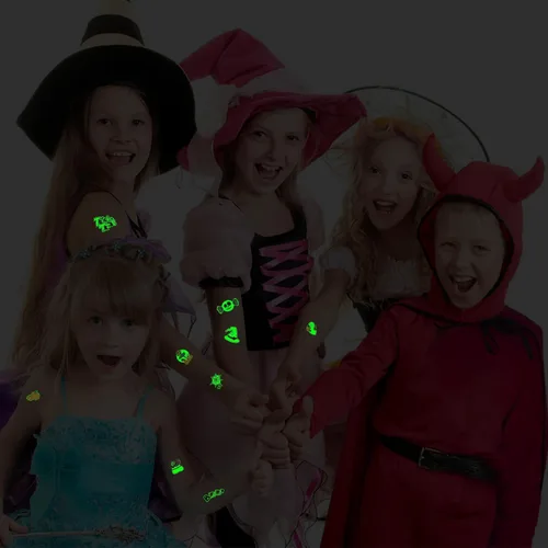 Miniatura 5 de Partywind Tatuajes de Halloween brillantes de 295 estilos para decoración de fiesta de niños, suministros de fiesta de Halloween, regalos