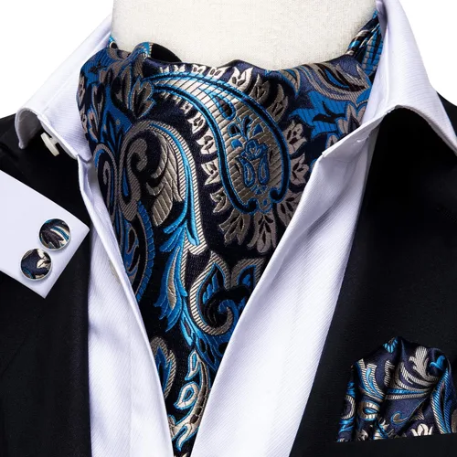 Miniatura 4 de Dubulle Paisley Cravat Ascot - Juego de gemelos cuadrados de bolsillo para hombre