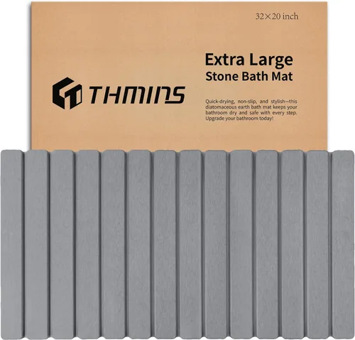 Miniatura 13 de THMINS Tapete de Baño de Piedra Enrollable, Tapete de Baño Plegable de Tierra de Diatomeas 24x16 pulgadas, Súper Absorbente, de Secado Rápido
