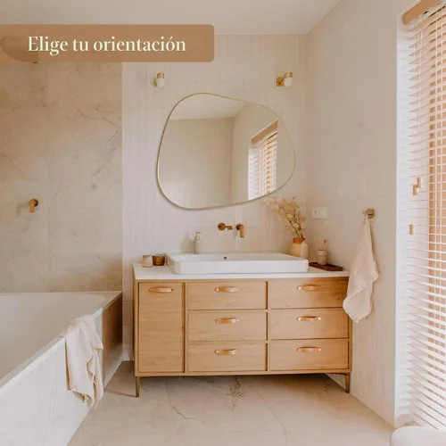 Miniatura 2 de PERFNIQUE - Espejo de pared irregular asimétrico, espejo dorado de 32"x24" para baño, dormitorio, sala de estar, entrada, decoración moderna boho
