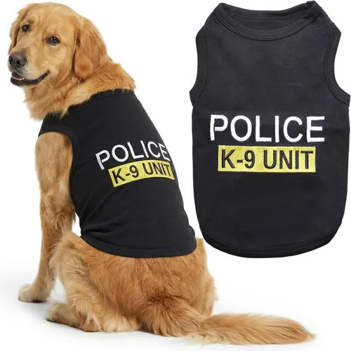 Miniatura 10 de Camiseta para Perro Parisian Pet - Camiseta Bordada FBI - 100% Algodón, Ropa Transpirable para Perros - Chaleco para Mascotas Sin Mangas - Camisas