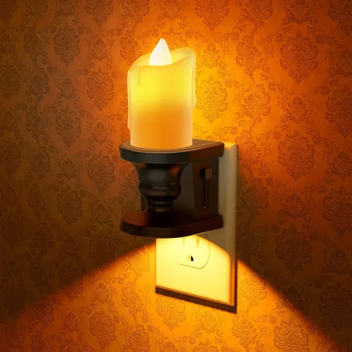 Miniatura 10 de Briignite Candelabro de luz nocturna enchufable a la pared, luz nocturna LED cálida con sensor de anochecer a amanecer, 0-100LM regulable, luz