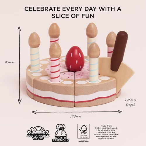 Miniatura 3 de Le Toy Van - Honeybake - Juguete de madera de vainilla para niños, pastel de cumpleaños, comida de simulación, perfecto para juegos de roles