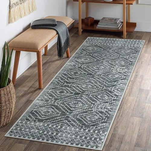 Miniatura 38 de Wonnitar Alfombra marroquí lavable de 5 x 7 pies, color negro, alfombra grande para sala de estar, antideslizante, bohemio, para dormitorio
