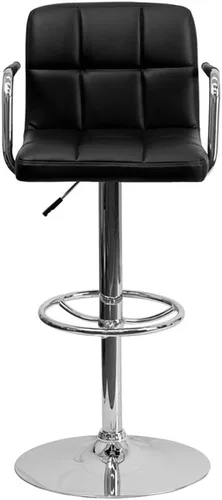 Miniatura 10 de Flash Furniture Taburete de bar de altura ajustable de vinilo acolchado gris contemporáneo con brazos y base cromada