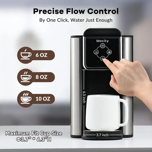 Miniatura 4 de Mecity Cafetera 3 en 1 máquina de café de una sola porción, compatible con cápsulas K Cup, cafetera de café instantáneo, tetera, taza de 6,8,10
