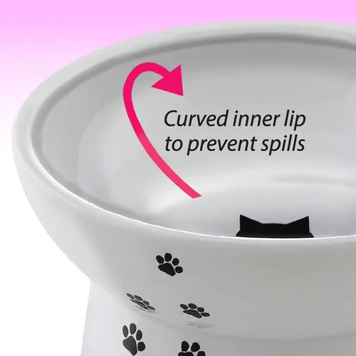 Miniatura 3 de Necoichi Cuenco elevado para comida y agua para gatos, cuencos elevados de cerámica para fatiga de bigotes y cuello, apto para lavavajillas