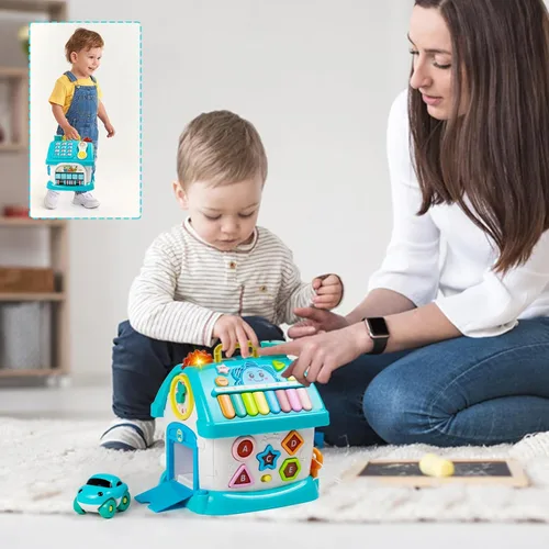 Miniatura 6 de Marstone Juguetes para bebés de 1 año para niños y niñas: juguetes para niños pequeños de 1 a 2 años, casa educativa 8 en 1 para regalo de Azul