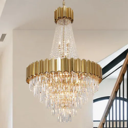 Miniatura 9 de Lámpara de araña de cristal moderna, luces colgantes cromadas, lámparas de techo con pantalla de acero inoxidable, para isla, comedor, sala