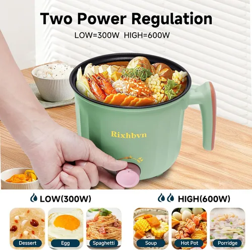 Miniatura 4 de Olla eléctrica con vaporizador, olla de fideos rápidos, olla eléctrica antiadherente para Raman, sopa, fideos, filete, avena, rápida, con control