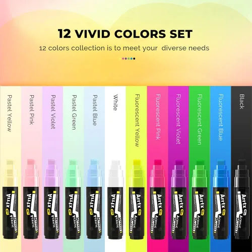 Miniatura 7 de Arrtx 10 marcadores de pintura acrílica jumbo, punta de fieltro de 0.59 pulgadas, impermeables, inodoros, no tóxicos, suministros de arte