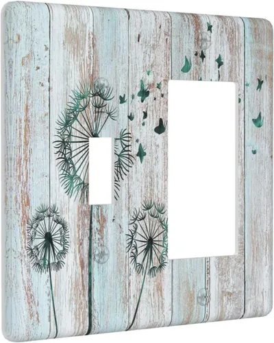 Miniatura 98 de Cubiertas Decorativas para Placas de Interruptor Diente de León Azul Rústico Citas Inspiradoras Casa de Campo Tablón de Madera Gris 1 Gang Cubierta