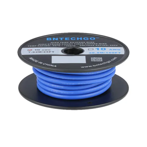 Miniatura 2 de BNTECHGO Carrete de alambre de silicona calibre 10 de 25 pies, alambre de cobre estañado trenzado de 10 AWG, color azul flexible