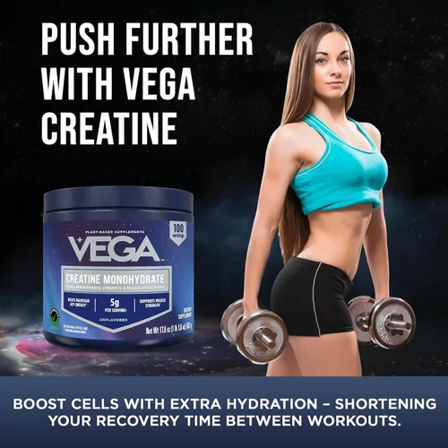 Miniatura 8 de Vega Monohidrato de creatina micronizada en polvo, sin sabor, 0.18 oz de creatina vegana pura para hombres y mujeres, fuerza, rendimiento