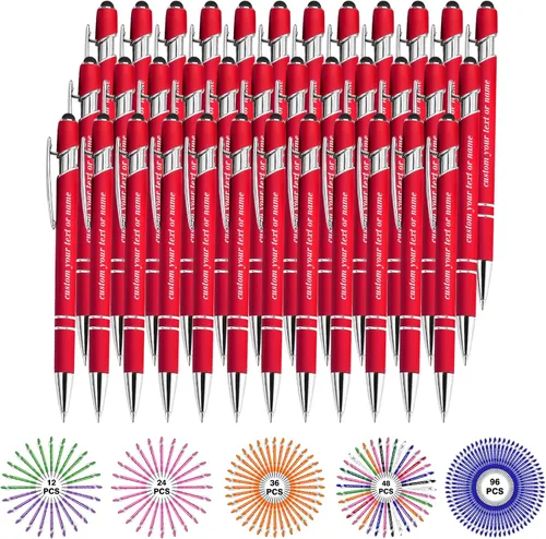 Miniatura 34 de Bolígrafos personalizados con nombre a granel, juego de bolígrafos personalizados, lápiz capacitivo grabado, logotipo, texto, regalo para negocios