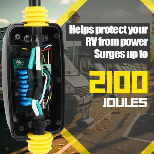 Miniatura 3 de FAHKNS Protector contra sobretensiones RV de 30 amperios, protector de potencia con protección contra sobretensiones de hasta 2100 julios