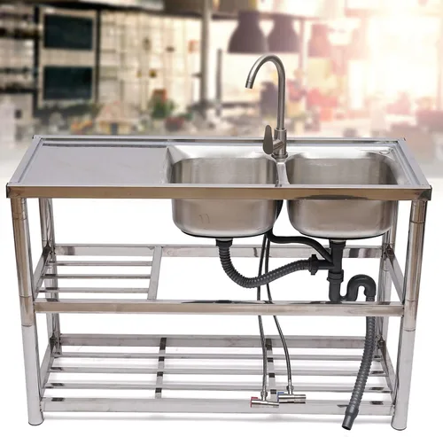 Miniatura 2 de CNCEST Fregadero de restaurante comercial, fregadero de cocina independiente de acero inoxidable, fregaderos de cocina con colador, fregadero