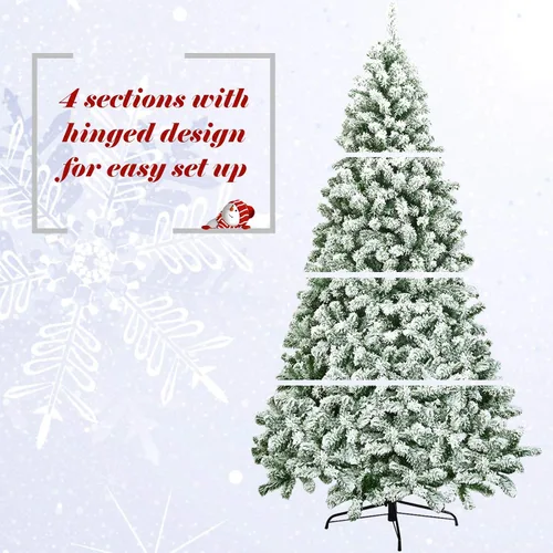 Miniatura 6 de GOFLAME Árbol de Navidad con bisagras flocadas de nieve de 7.5 pies, pino clásico realista con soporte plegable y flexible, hojas gruesas de PVC