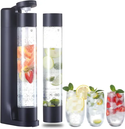 Máquina de Agua con Gas Fabricante de Soda Dispensador de Bebidas para el Hogar, Fabricante de Soda Streaming con 2 Botellas sin BPA (1L),