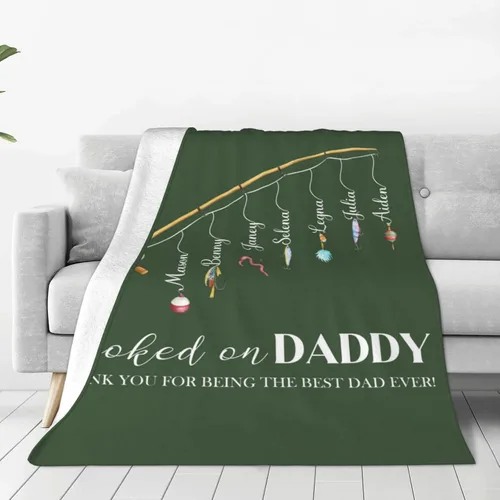 Miniatura 20 de Manta personalizada para papá con nombres de niños de 1 a 10 años, manta con texto en inglés "Thank You for Being The Best Dad Ever", para el Día