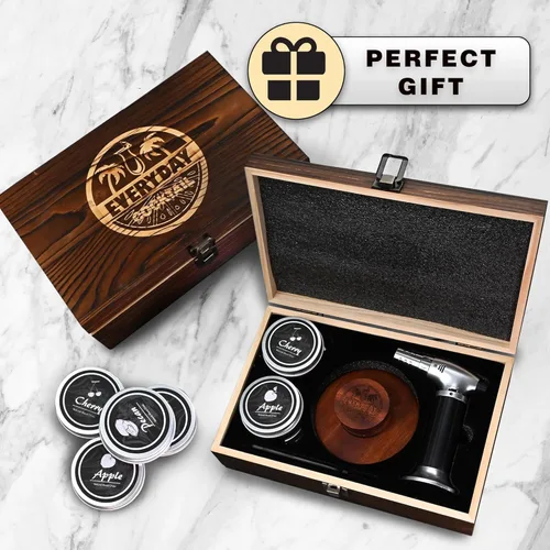 Miniatura 4 de EVERYDAY COCKTAIL Kit de ahumador de whisky con antorcha – Kit de ahumador antiguo con chips de madera de 4 sabores – Kit de ahumador de whisky