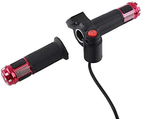 Miniatura 2 de Juego de empuñaduras de acelerador, manubrio eléctrico de motocicleta con pantalla LED, 12-84V, 3 velocidades, izquierda y derecha, rojo