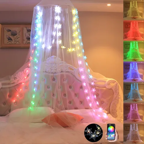 Miniatura 15 de Mosquitera con Dosel para Cama de Niñas, Cortinas de Cama King con Dosel Tamaño Full Queen desde el Techo, Mosquitera de Cúpula Tienda de Cama Twin