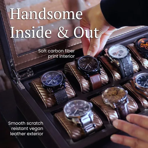 Miniatura 3 de HOUNDSBAY Mariner - Caja de almacenamiento para reloj para hombre, caja de reloj para relojes grandes, organizador de caja de reloj de piel