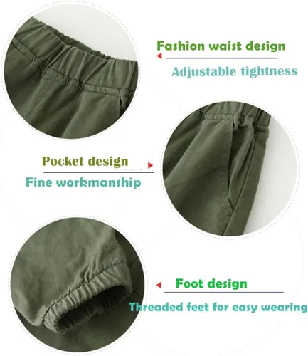 Miniatura 3 de Feidoog Pantalones deportivos de algodón sólido con cintura elástica para niños pequeños, paquete de 23